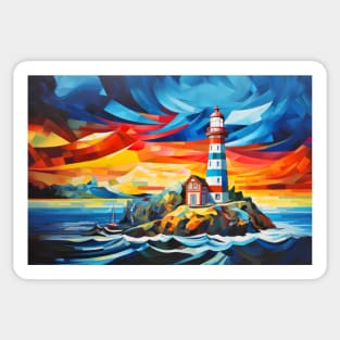 Lighthouse Concept Abstract Colorful Scenery Painting Sticker